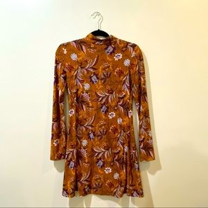 Mock Neck Mustard Body Con Dress